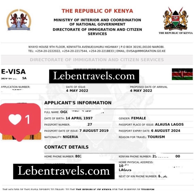 KENYA TOURIST / VISIT VISA